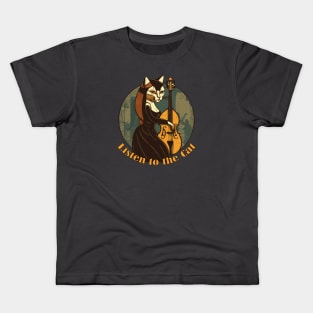 Listen To The Cat renaissance style Kids T-Shirt